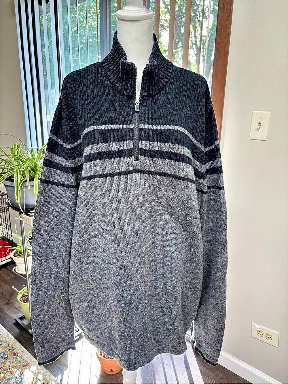 Eddie Bauer Men's Striped Quarter Zip Sweater
